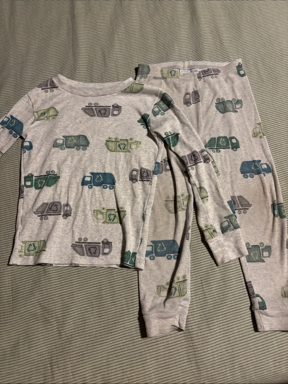 Carter's Gray Pajama Set with Blue & Green Truck Print